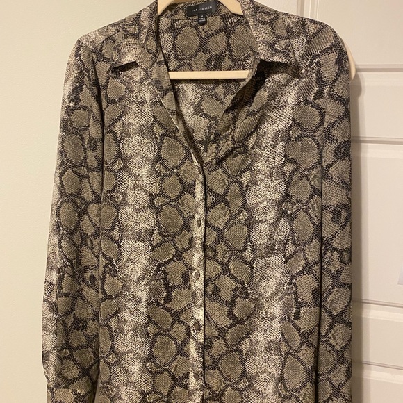 Gray python button down